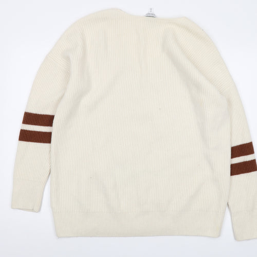 & Other Stories Womens Ivory V-Neck Polyamide Pullover Jumper Size XS