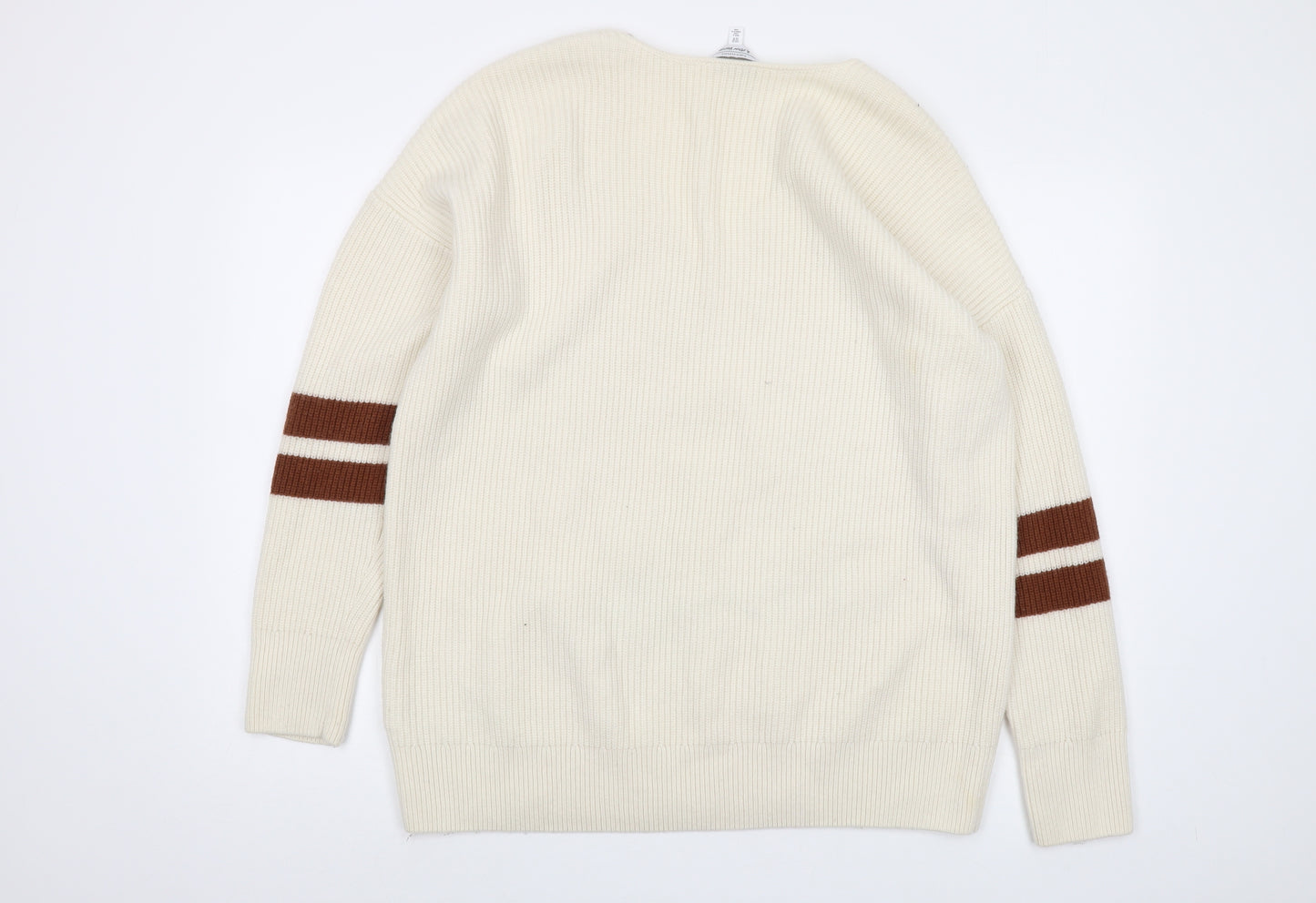 & Other Stories Womens Ivory V-Neck Polyamide Pullover Jumper Size XS