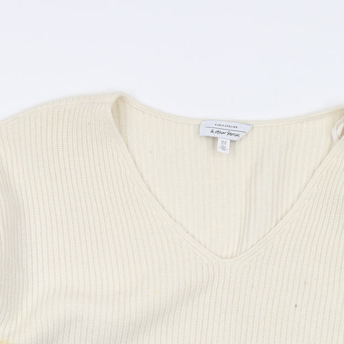 & Other Stories Womens Ivory V-Neck Polyamide Pullover Jumper Size XS