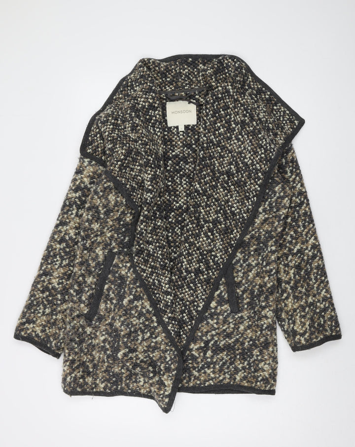 Monsoon Womens Beige V-Neck Polyester Cardigan Jumper Size S