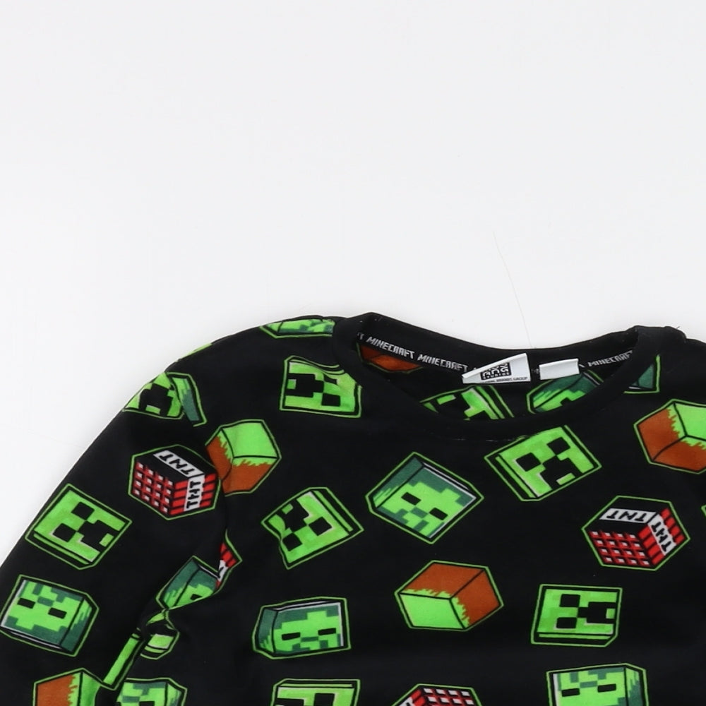 Minecraft Boys Black Geometric Polyester Basic T-Shirt Size 8-9 Years Crew Neck Pullover