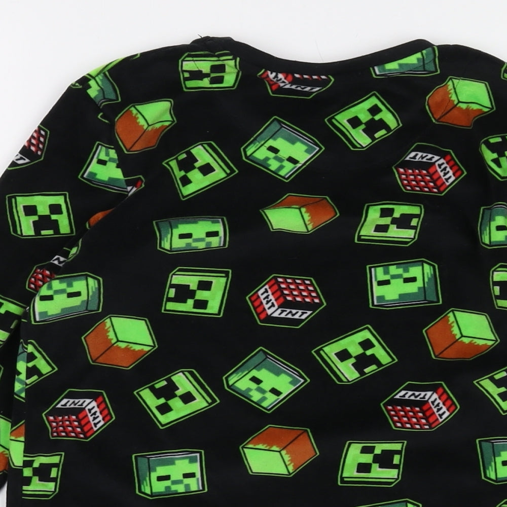 Minecraft Boys Black Geometric Polyester Basic T-Shirt Size 8-9 Years Crew Neck Pullover