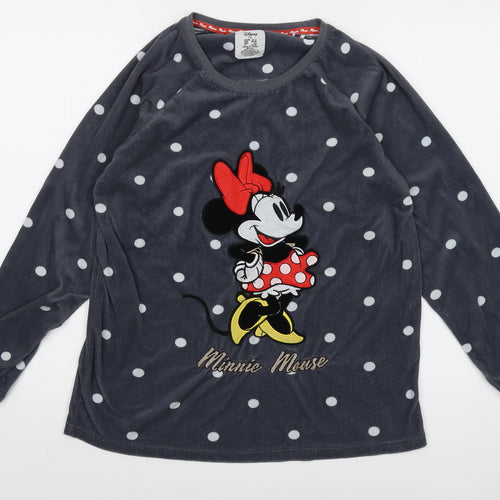 Disney Womens Grey Polka Dot Polyester Basic T-Shirt Size S Crew Neck - Minnie Mouse