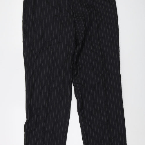 Brook Taverner Mens Black Striped Wool Trousers Size 34 in L30 in Regular Button