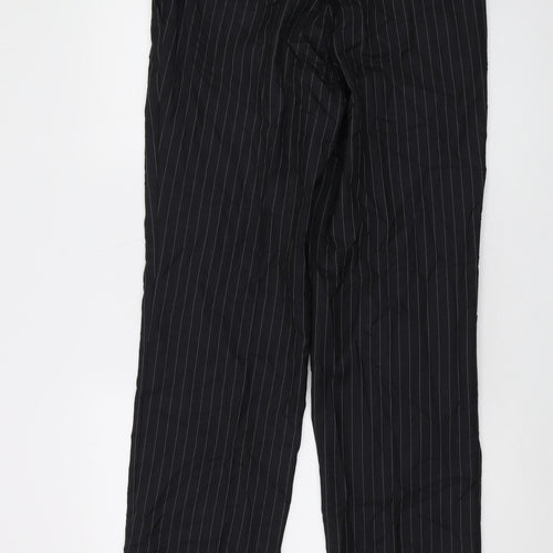 Brook Taverner Mens Black Striped Wool Trousers Size 34 in L30 in Regular Button