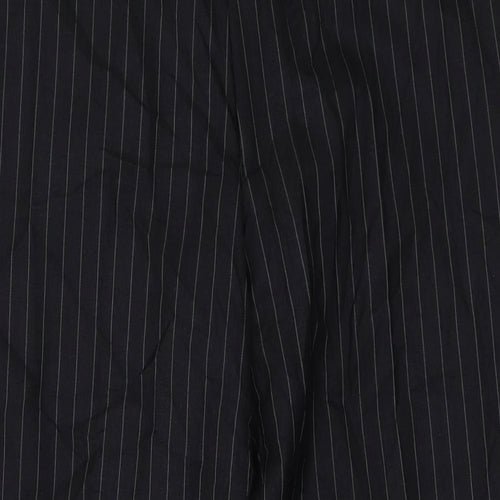 Brook Taverner Mens Black Striped Wool Trousers Size 34 in L30 in Regular Button