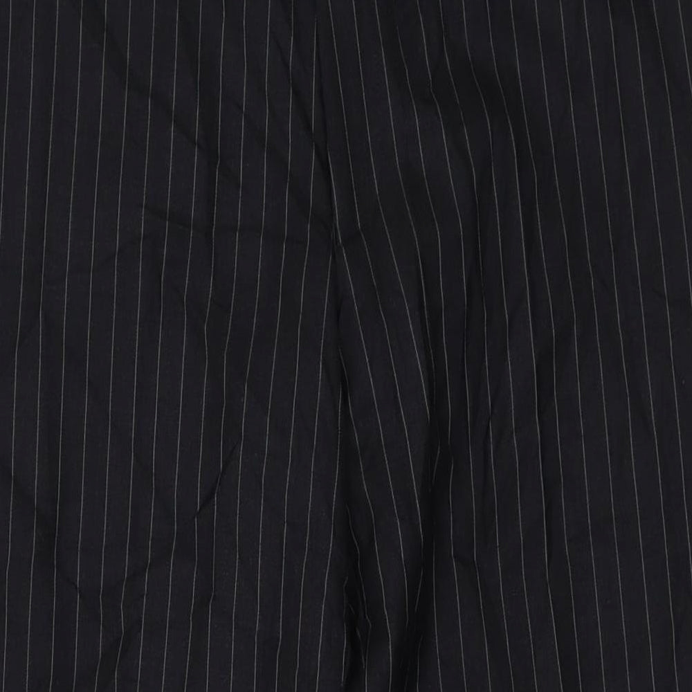 Brook Taverner Mens Black Striped Wool Trousers Size 34 in L30 in Regular Button