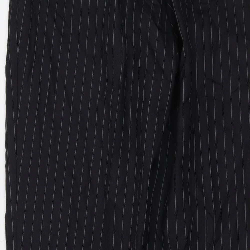 Brook Taverner Mens Black Striped Wool Trousers Size 34 in L30 in Regular Button