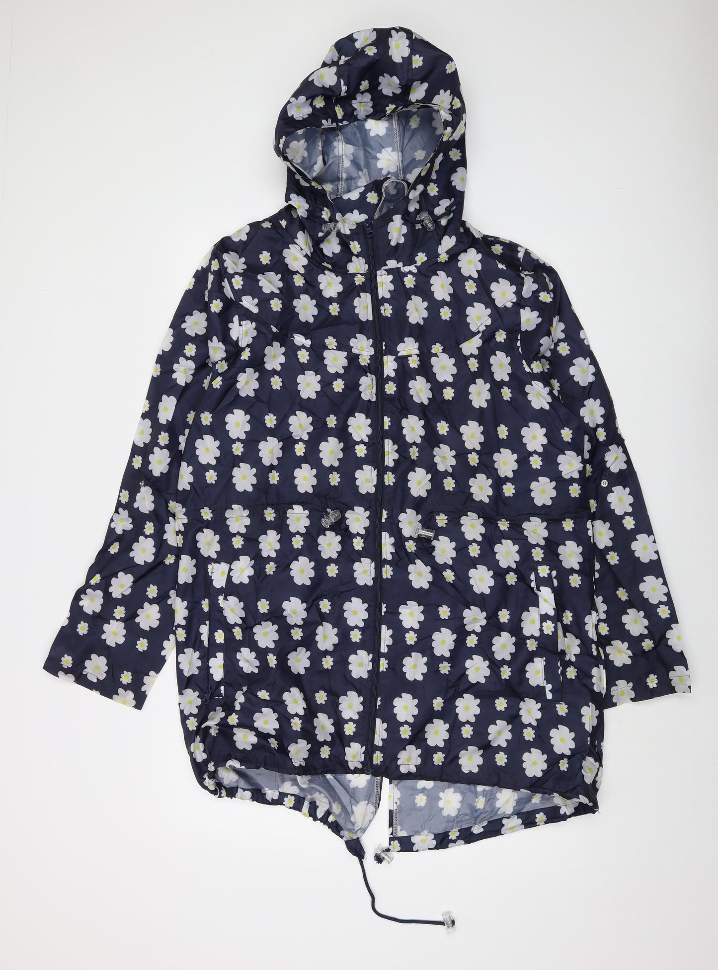 Urban Essentials Womens Blue Floral Parka Coat Size M Zip