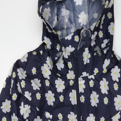 Urban Essentials Womens Blue Floral Parka Coat Size M Zip