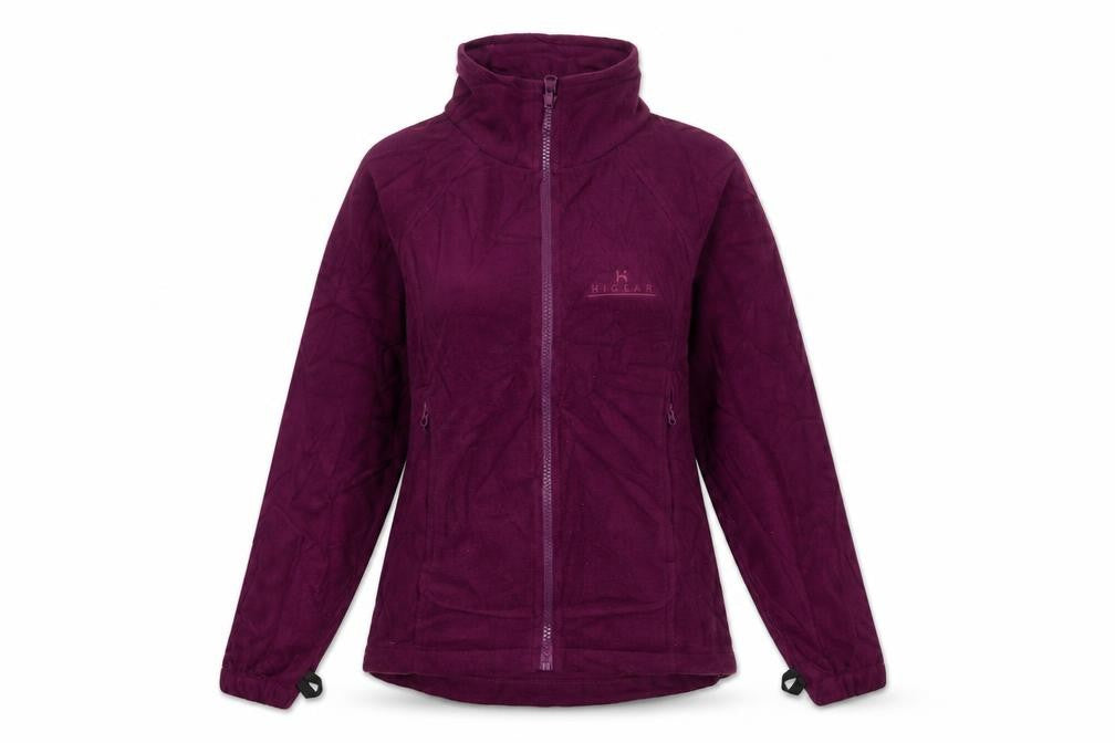Front view of Hi Gear women’s purple jacket, size UK 6, zip