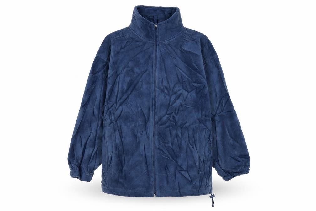 Front view of EWM women’s blue jacket, size S, zip