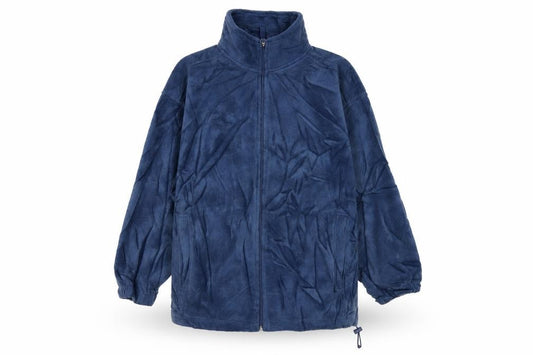 Front view of EWM women’s blue jacket, size S, zip
