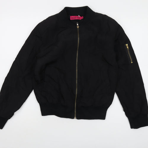 Boohoo Womens Black Bomber Jacket Jacket Size 10 Zip