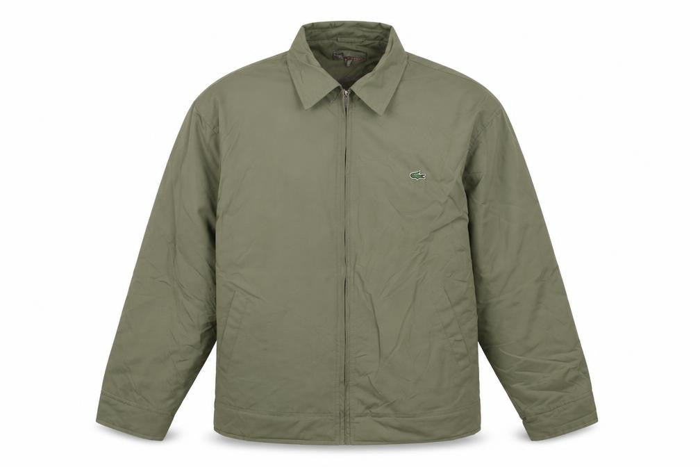 Front view of Le Shark men’s green jacket, size M, zip - vintage