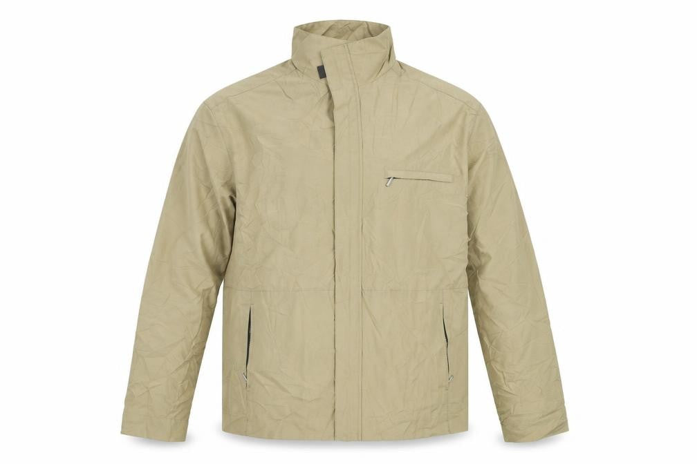 Front view of Debenhams men’s beige jacket, size M, zip - vintage