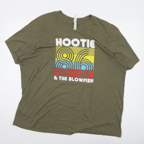 Hootie the blowfish Mens Green Cotton T-Shirt Size 2XL Crew Neck
