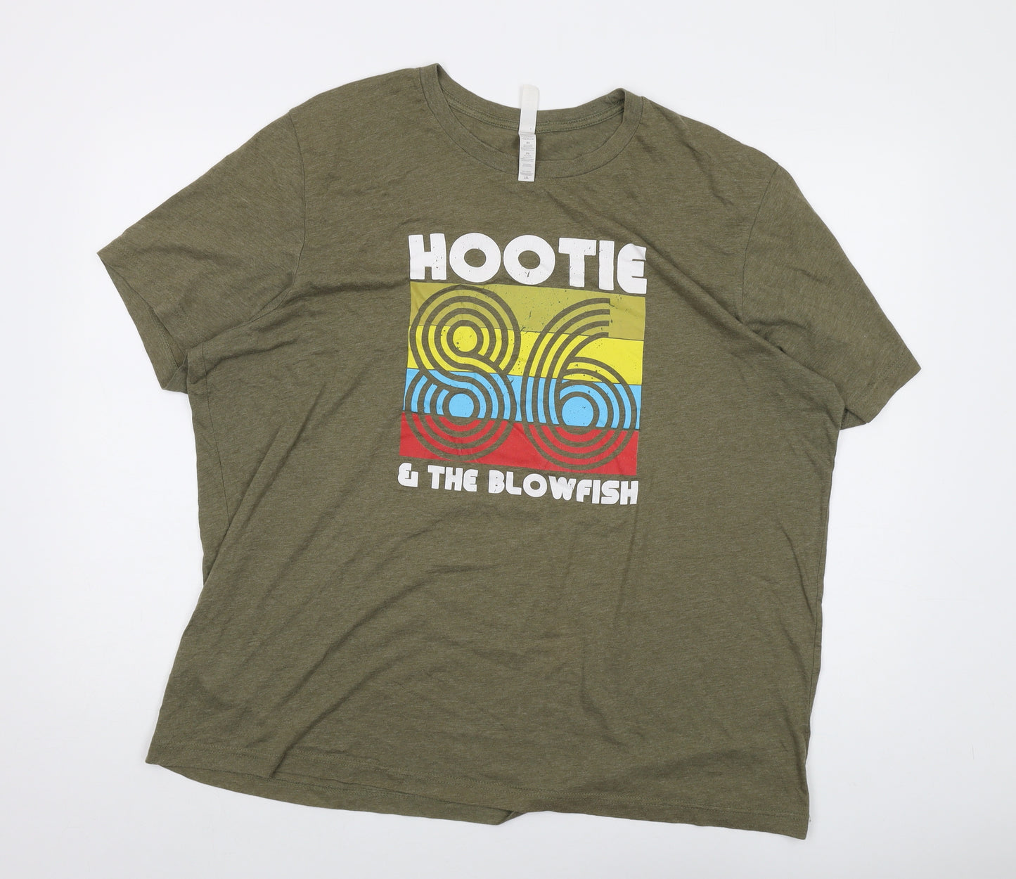 Hootie the blowfish Mens Green Cotton T-Shirt Size 2XL Crew Neck