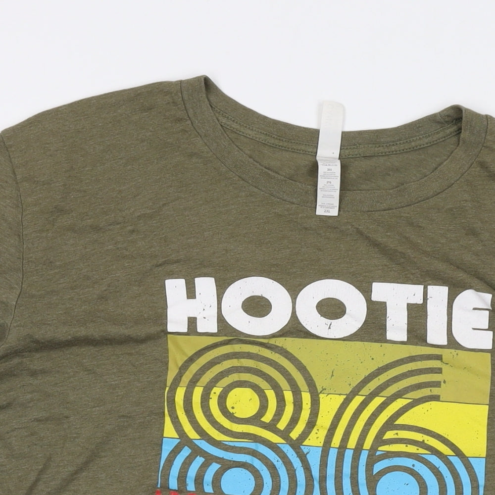 Hootie the blowfish Mens Green Cotton T-Shirt Size 2XL Crew Neck