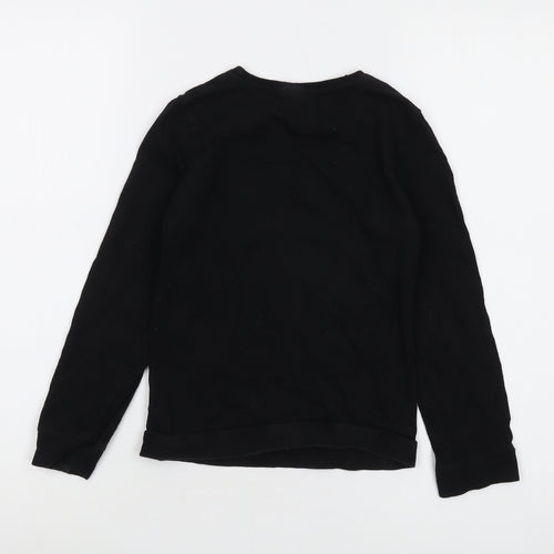 Disney Girls Black Cotton Basic T-Shirt Size 7-8 Years Crew Neck Pullover - Mickey Mouse