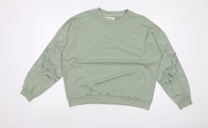 Autonomy Womens Green Cotton Pullover Sweatshirt Size S Pullover