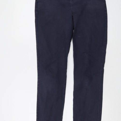 Boden Womens Blue Cotton Trousers Size 10 L29 in Regular Hook & Eye