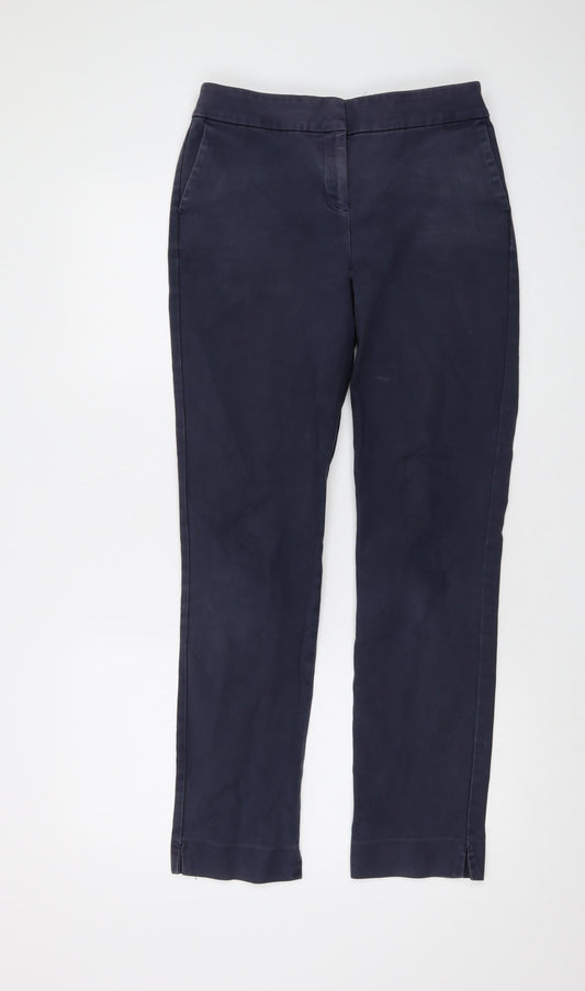 Boden Womens Blue Cotton Trousers Size 10 L29 in Regular Hook & Eye