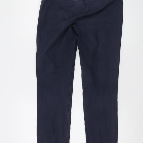 Boden Womens Blue Cotton Trousers Size 10 L29 in Regular Hook & Eye