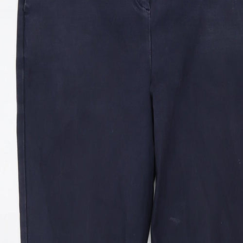 Boden Womens Blue Cotton Trousers Size 10 L29 in Regular Hook & Eye