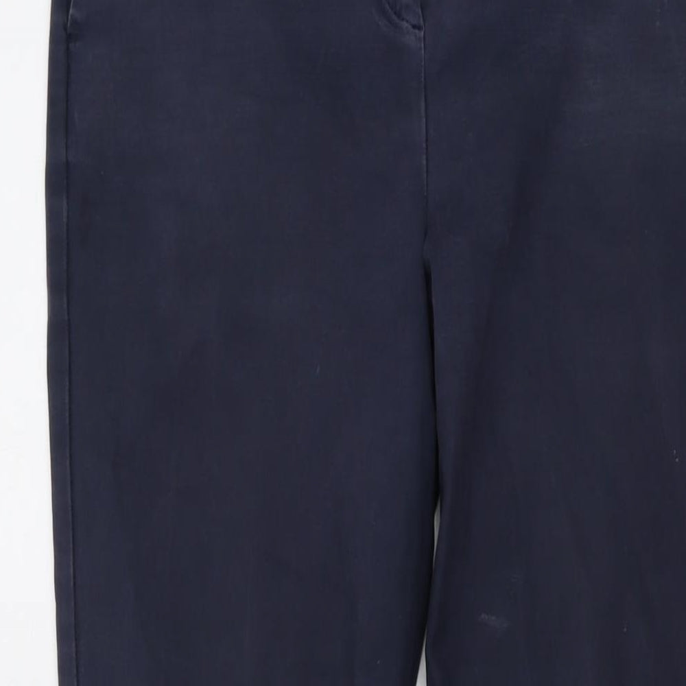 Boden Womens Blue Cotton Trousers Size 10 L29 in Regular Hook & Eye