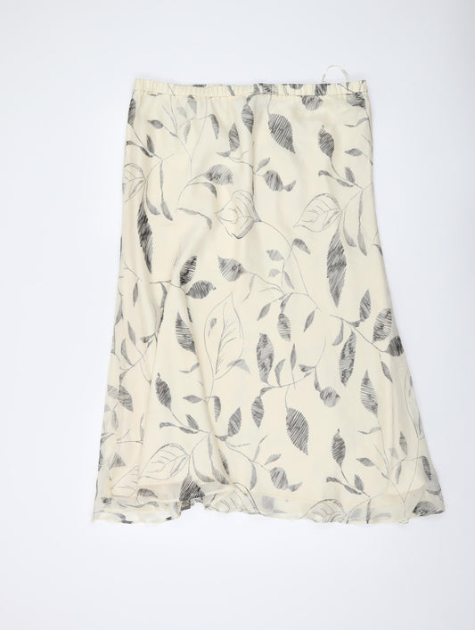 Jacques Vert Womens Ivory Floral Polyester A-Line Skirt Size 18