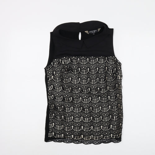 Principles Womens Black Polyester Basic Tank Size 8 Collared