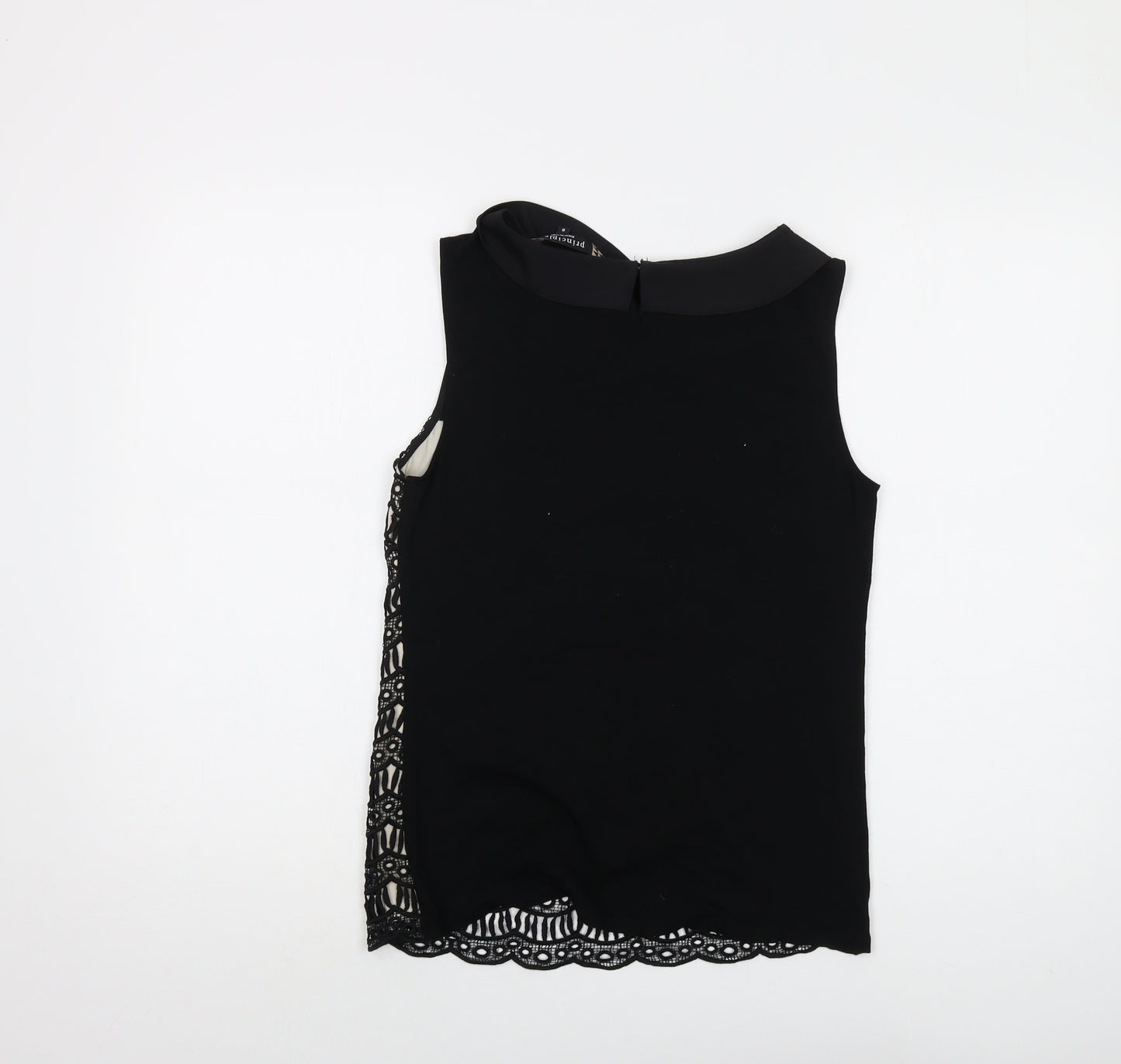Principles Womens Black Polyester Basic Tank Size 8 Collared