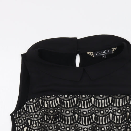 Principles Womens Black Polyester Basic Tank Size 8 Collared