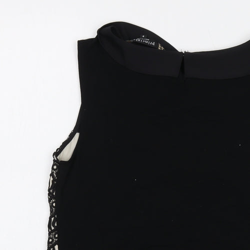 Principles Womens Black Polyester Basic Tank Size 8 Collared