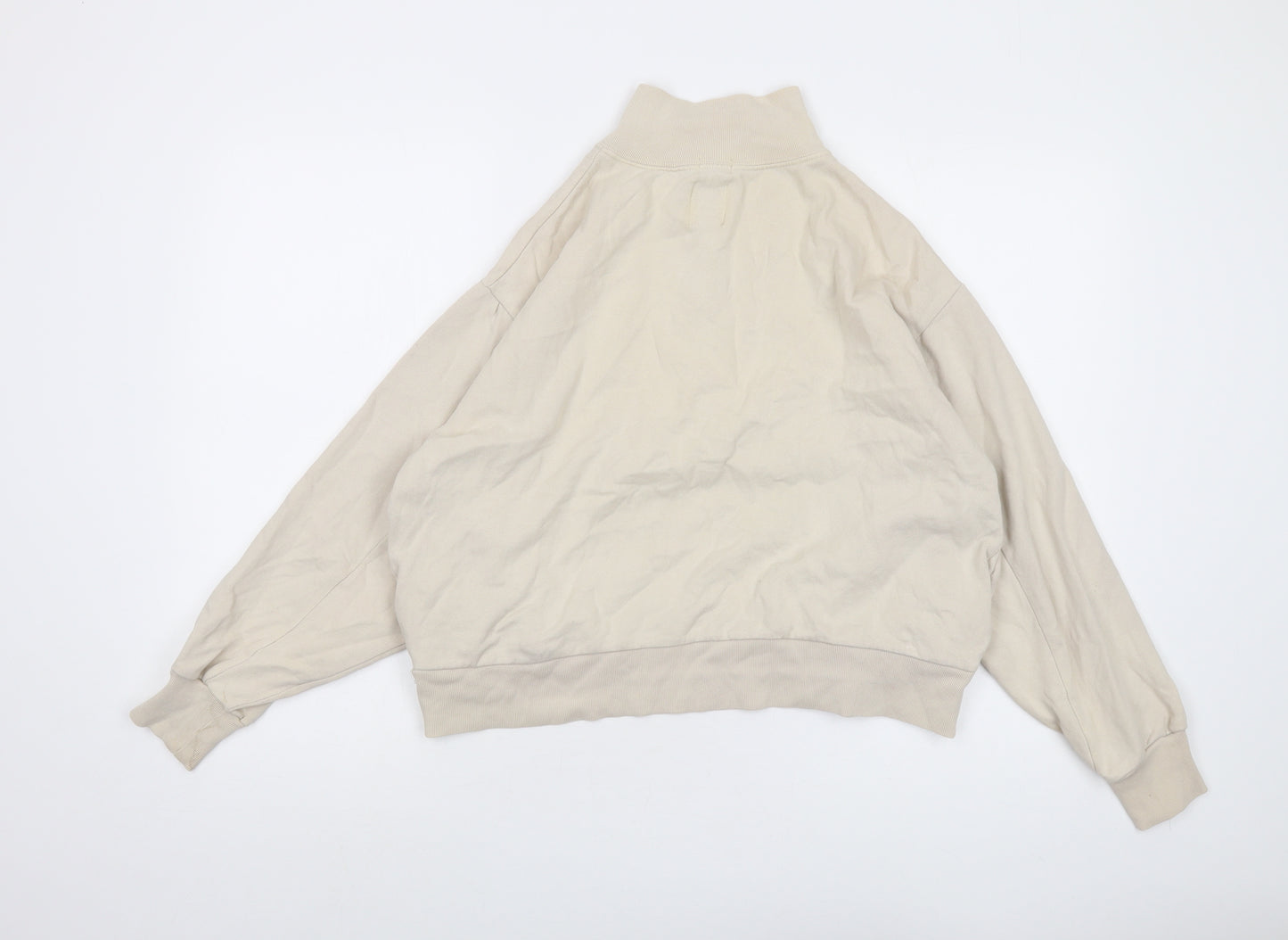 Gap Womens Beige Cotton Pullover Sweatshirt Size S Zip
