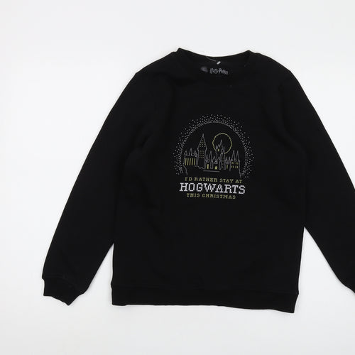 Harry Potter Girls Black Cotton Pullover Sweatshirt Size 11-12 Years Pullover