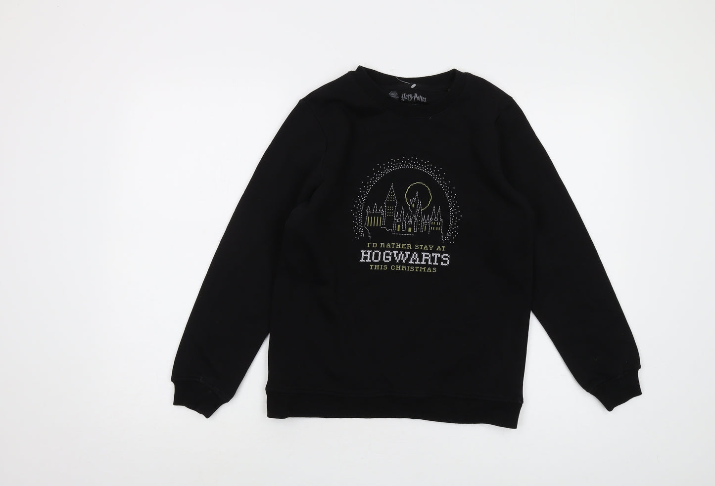 Harry Potter Girls Black Cotton Pullover Sweatshirt Size 11-12 Years Pullover