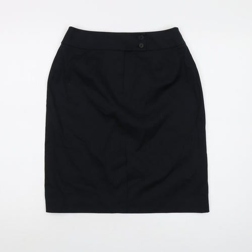 Liz Claiborne Womens Black Cotton A-Line Skirt Size 8 Button