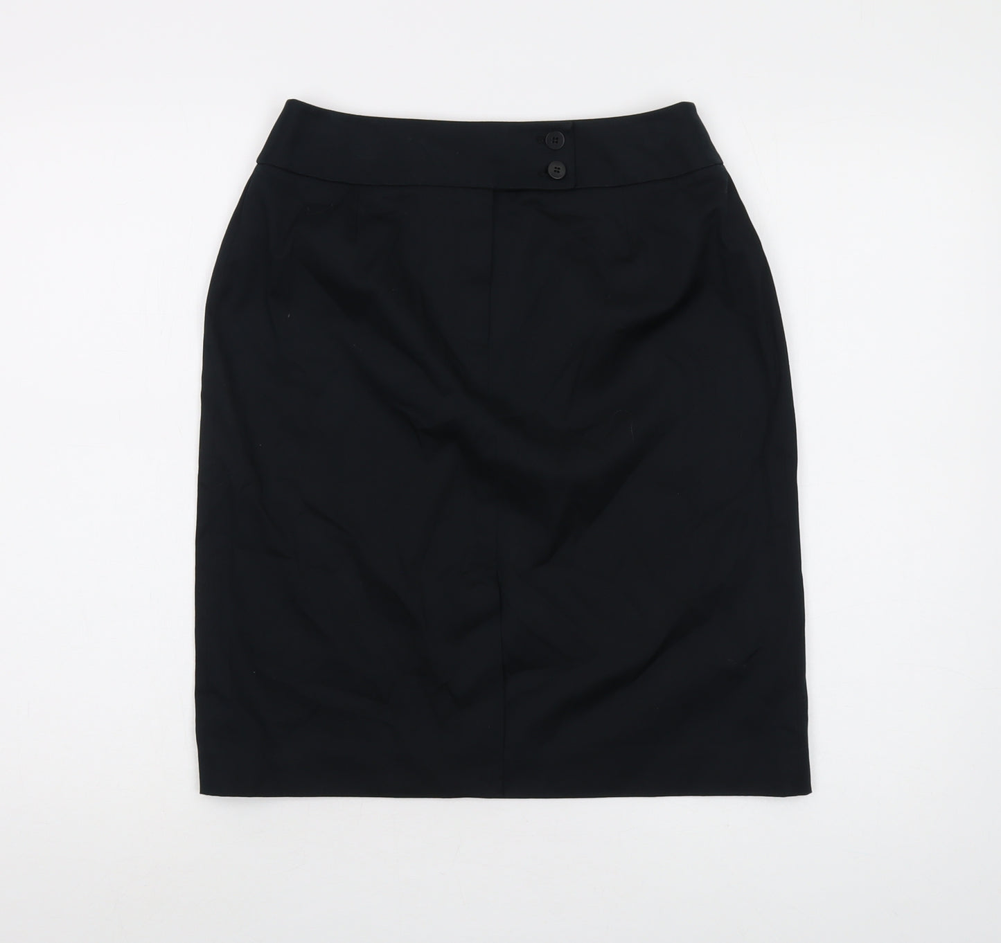 Liz Claiborne Womens Black Cotton A-Line Skirt Size 8 Button