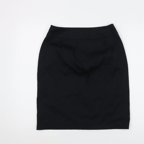 Liz Claiborne Womens Black Cotton A-Line Skirt Size 8 Button