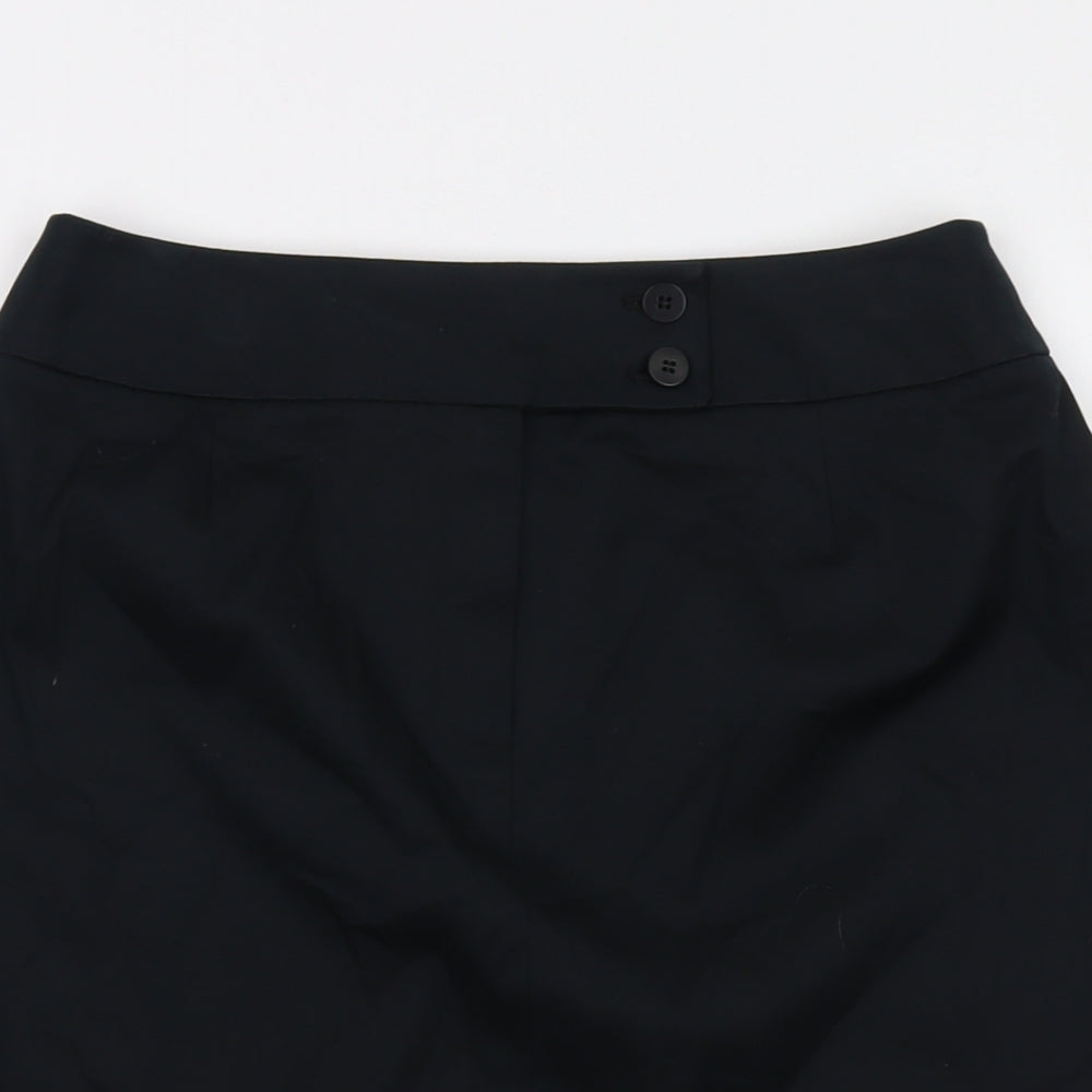 Liz Claiborne Womens Black Cotton A-Line Skirt Size 8 Button