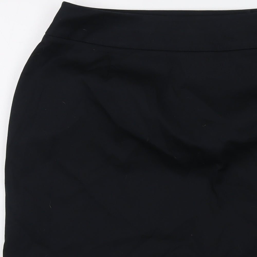 Liz Claiborne Womens Black Cotton A-Line Skirt Size 8 Button