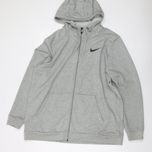 Nike Mens Grey Polyester Full Zip Hoodie Size XL