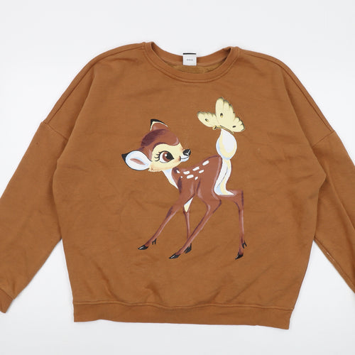 Disney Womens Brown Cotton Pullover Sweatshirt Size M Pullover - Bambi