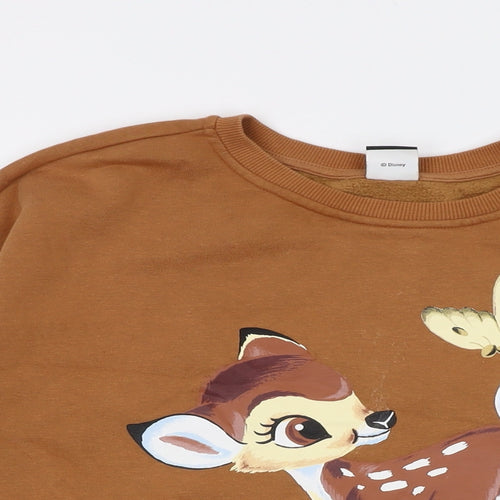 Disney Womens Brown Cotton Pullover Sweatshirt Size M Pullover - Bambi