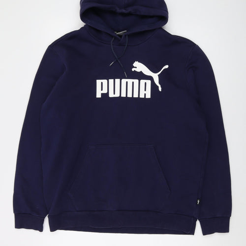 PUMA Mens Blue Cotton Pullover Hoodie Size L