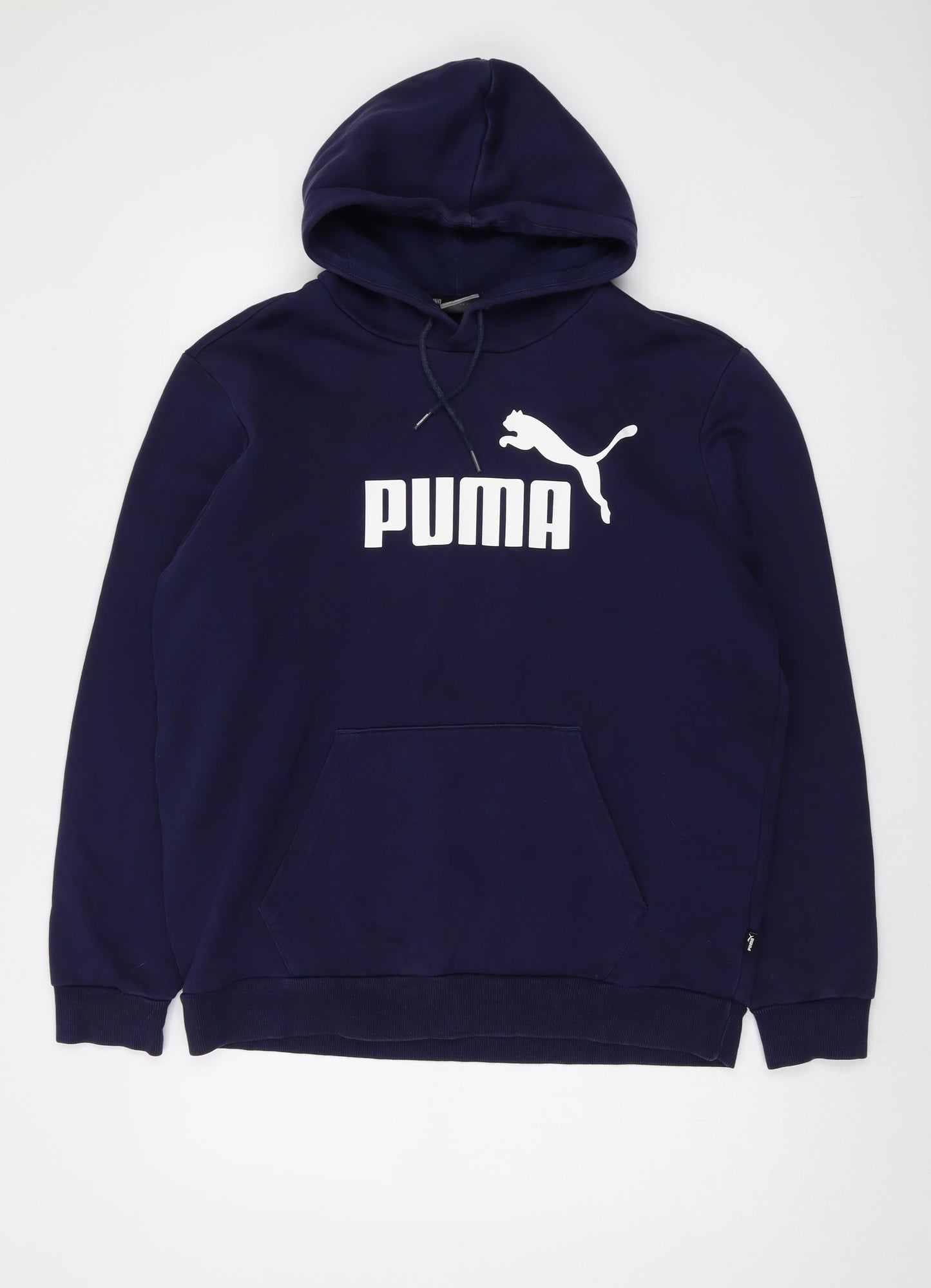 PUMA Mens Blue Cotton Pullover Hoodie Size L