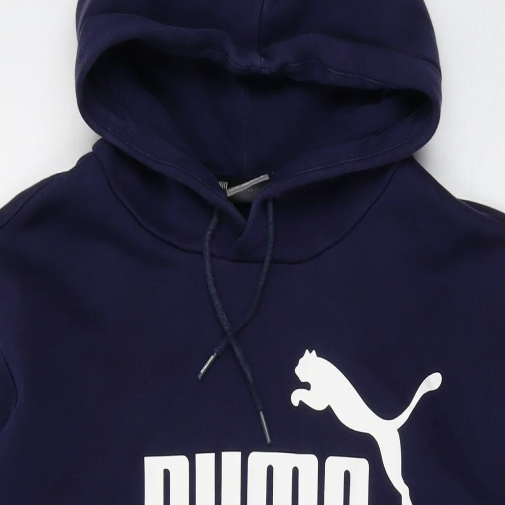 PUMA Mens Blue Cotton Pullover Hoodie Size L