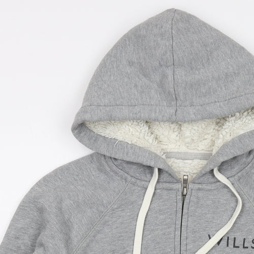 Jack Wills Womens Grey Cotton Full Zip Hoodie Size 8 Zip